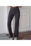 Women's Anthracite Crepe Fabric Lycra Front-Waist Spanish Flare Palazzo Trousers