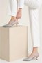 Large size women's evening dress short heel stiletto 41-42-43-44-silver glitter