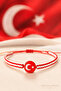 Turkey National Team Red and White Fan Bracelet – Turkish Flag Adjustable Unisex Macrame Bracelet