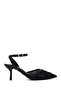 Women's Black Ankle Buckle Flower Embroidered Open Back Thin Heeled Shoes 26Pfe49686F