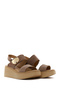 Women's Mink Wedge Heeled Ankle Elastic Suede Leather Comfort Sandals 26Sfd342210 - 3