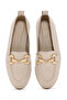 Women's Beige Buckle Leather Shoes, Masculine Loafers 26Pfd200018 - 4