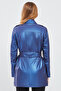 Anastasia Women's Navy Blue Metallic Leather Coat 24Sgd59431T - 4