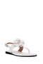 Women's Cream Flower Detailed Flip Flops Sandals 25Sfe 401218 - 6
