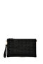 Women's Black Long Chain Strap Braided Portfolio Bag 26Pbd220029 - 3