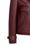Paloma Women Burgundy Short Oversized Biker Leather Jacket 25Wgd5608Ve - 8