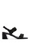 Women's Black Braided Thick Short Heeled Shoes Sandals 25Sfd440714