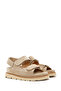 Women's Beige Strappy Thick Sole Suede Leather Sandals 26Sfd151610 - 3