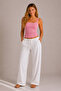Pink ribbed strap top-slim fit women's tank top - 2