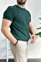 Men's Crew Neck Patterned T-Shirt Green Edw260 - 2