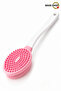 1 Piece Double-Sided Long-Handled Bath Brush - Soft-Bristled Non-Irritating Back Scrubber and Massager Pink M-152
