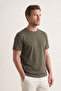 Cotton Lycra Body-Fitting Magic Fit Khaki Men's Basic T-Shirt Compact Combed Cotton Short Sleeve Flexible T-Shirt Elastane