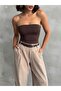 Women's Brown Scuba Athlete Top Strapless Top - 2