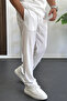 Men's Elastic Waist Modal Fabric Relaxed Cut Trousers White Edw396