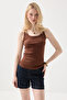 Thin Strap Basic Cotton Undershirt - Brown - 2