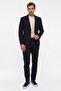 Black Slim Mono Collar Plain Pocket 6 Drop Suit - 2