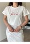 White Embroidered Basic T-Shirt - 3