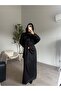Black Satin Belted Dress - 2