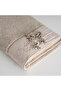 Masal Bath Towel 100% Organic Cotton Hand Embroidered Beige 80x150 Cm - 4