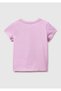 Girl's Pink Glitter Graphic Printed Short Sleeve Ribbed Collar T-Shirt - 2