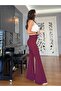 Burgundy High Waist Flare Pants - 2
