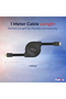 Retractable HDMI 2.0 to HDMI Cable (1 Meter) - CA888, 4K Support, High Speed 5Gbps, Black - 6