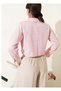 Women's Love Embroidered Plaid Detailed Poplin Crop Shirt - 6
