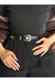 Women's Edge Classic Patterned Antique Gold Buckle Belt - 2