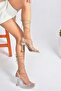 P404031009 Silver Stone Ankle Strap Women's Evening Dress Shoes