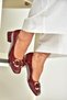 T590122808 Burgundy Patent Leather Low Heeled Women's Shoes - 4