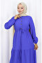 Elastic sleeve waist tie dress 2158-01 cobalt blue - 4