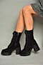 T973559002 Black Suede Thick Heeled Women's Boots - 2