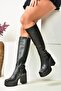 Black Thick Soled Women's Boots N996650009 - 3