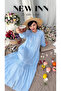 Lavinya Patterned Guipure Dress Blue