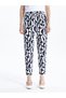 Trendlucky Women's Patterned Trousers with Elastic Waist and Difference in Color - 2