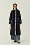 Lace Detailed Long Trench Coat Black