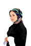 وشاح حريري بنمط الآيفي باللون الأزرق الداكن والأحمر - 2