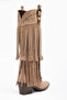 Mink Camel Matte Suede Tasseled Buckle Western Cowboy Boots - 4