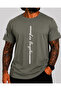 Men's Oversize Crew Neck T-Shirt Los Angeles 26155 Khaki - 3