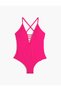 V-Neck Swimsuit Covered with Window Detail Cross Strap - 6