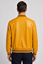 Leo Yellow Waist and Sleeve Tricot Zippered Lined Men's Genuine Leather Coat - 2