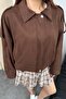 Women's Oversized Suede Brown Bomber Jacket - New Season Casual Stylish Coat