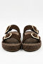 Elyra Women's Gold Buckle Suede Double Belt Strap Straw Weave Heel Detailed Summer Casual Comfortable Slippers 2 cm - 5
