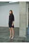 High Collar Asymmetric Sleeve Dress - 2