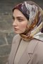 100% Twill Silk Floral Watercolor Wave Pattern Beige - Burgundy Colored 90X90 Scarf Sewing Shape: Hand Sewn - 2
