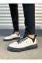 Jy204 Flex Lace-Up Linen Men's Casual Sneaker - White Black - 3