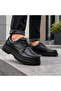 Men's Matte Black Laced Thick Soled Classic Shoes with 5 cm Heel - 5