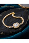 Gold-Colored Chain, Large Translucent Stone Model Steel Bracelet