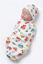 Baby Swaddle - Velcro Swaddle Beanie Set - Combed Cotton 100% Cotton Beanie Set - 2