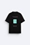 Crew Neck Unknown Desire Printed Oversize Black Men's T-Shirt - 5